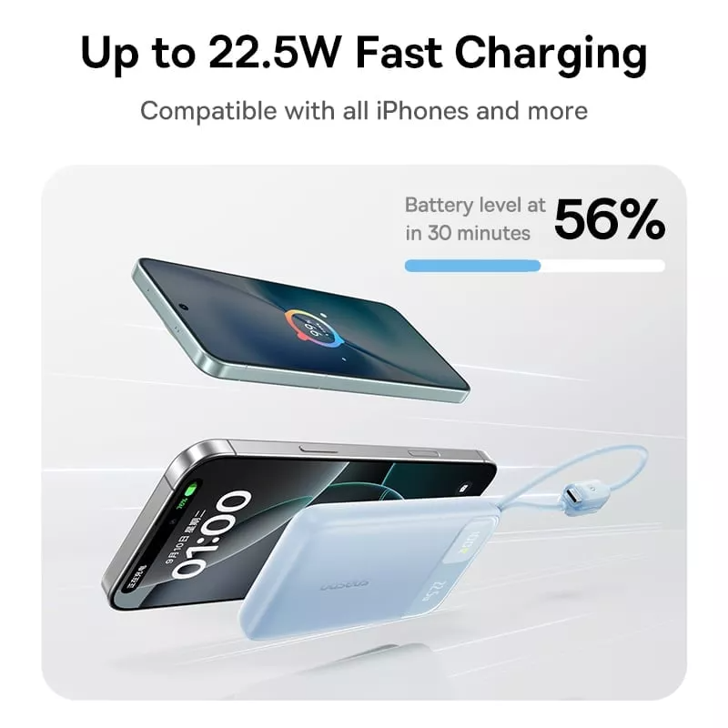 Baseus EnerFill FC11 External Battery, 10000mAh, 22.5W, QC + PD, 1 x Lightning - 1 x USB-A - 2 x USB-C, Black E0027R04