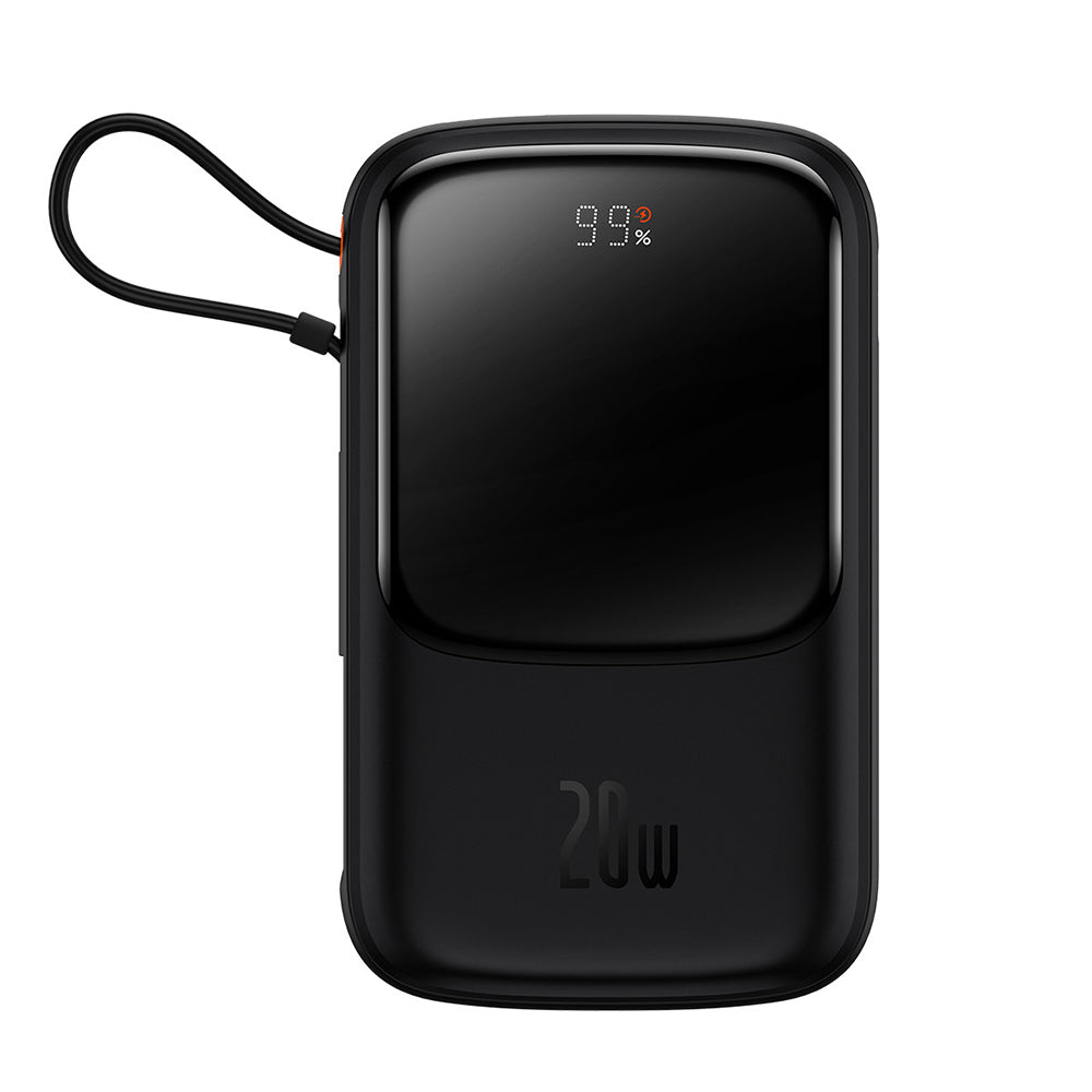 Baseus Qpow Pro External Battery, 20000mAh, 20W, QC + PD, 1 x Lightning - 1 x USB-A - 1 x USB-C, Black PPQD040001