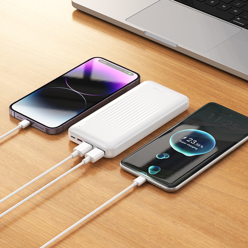 Borofone BJ80A Clever External Battery, 10000mAh, 22.5W, QC + PD, 1 x USB-C - 2 x USB-A, White