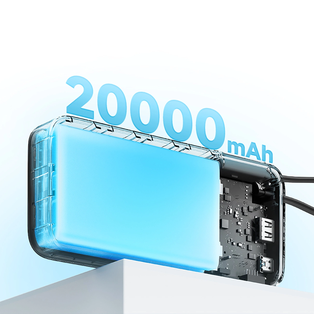 Cuktech External Battery, 20000mAh, 55W, QC + PD, 1 x USB-A - 2 x USB-C, Gray CUKP200NGLDG