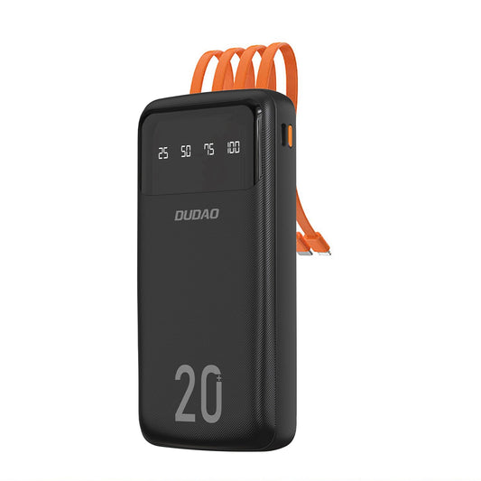 Dudao K6Pro+ External Battery, 20000mAh, 10W, 1 x Lightning - 1 x microUSB - 1 x USB-A - 1 x USB-C, Black