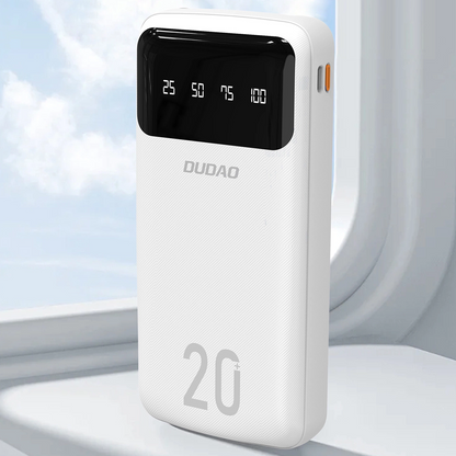 Dudao K6Pro+ External Battery, 20000mAh, 10W, 1 x Lightning - 1 x microUSB - 1 x USB-A - 1 x USB-C, White