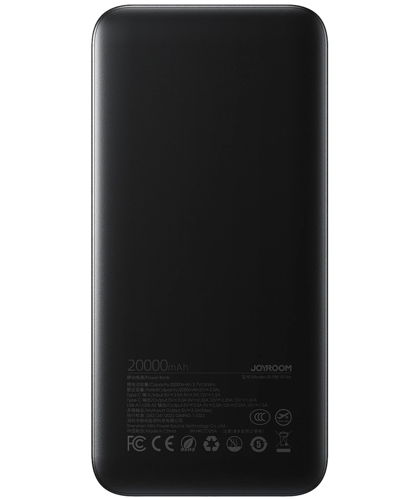 Joyroom JR-PBF14 Pro External Battery, 20000mAh, 22.5W, QC + PD, 1 x USB-C - 2 x USB-A, Black