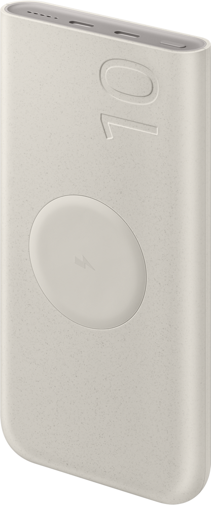 Samsung External Battery, 10000mAh, 25W, PD + FQI, 1 x QI - 2 x USB-C, Beige EB-U2510XUEGEU 