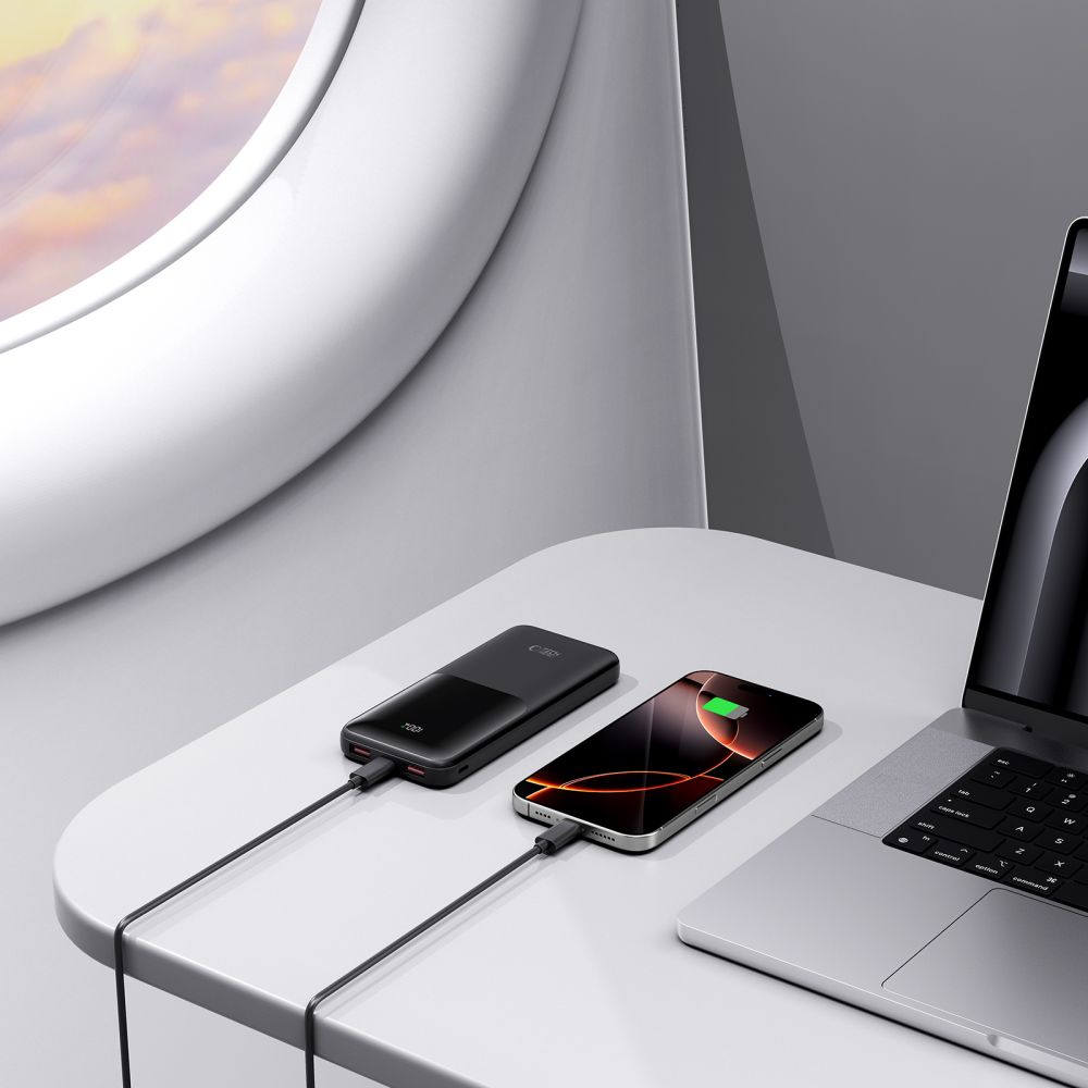 Baterie Externa Tech-Protect PB01, 10000mAh, 22.5W, QC + PD, 1 x USB-C - 2 x USB-A, Neagra