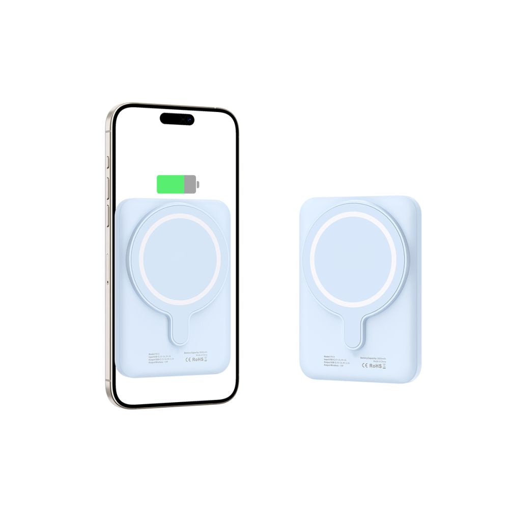 External Wireless Battery Tech-Protect PB10 LifeMag, 5000mAh, 15W, PD + FQI, 1 x QI - 1 x USB-C, Blue