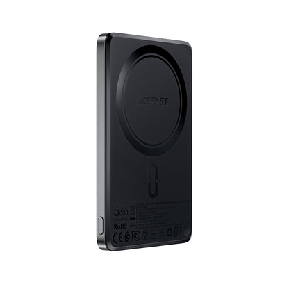Acefast M8 Wireless External Battery, 5000mAh, 18W, PD + FQI, 1 x QI - 1 x USB-C, Black
