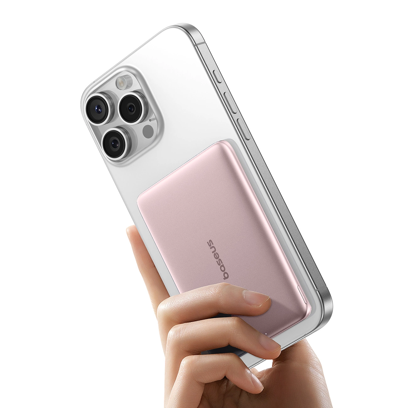 Baseus PicoGo AM41 Wireless External Battery, 5000mAh, 20W, PD + FQI, 1 x QI - 1 x USB-C, Pink P1007680C453-00