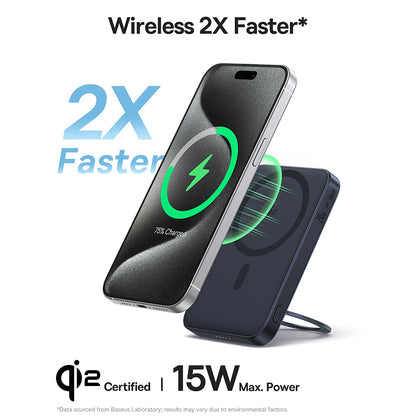 Baseus PicoGo External Wireless Battery, 5000mAh, 20W, PD + FQI, 1 x QI - 1 x USB-C, Black P10076802123-00