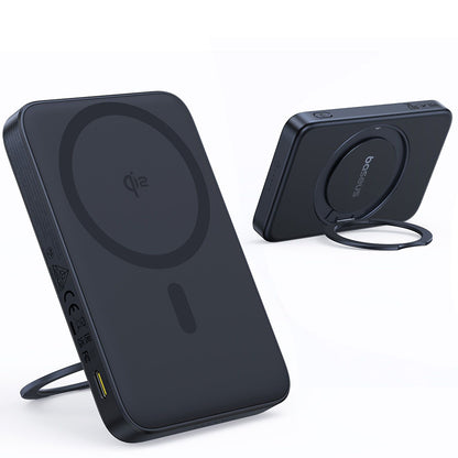 Baseus PicoGo External Wireless Battery, 5000mAh, 20W, PD + FQI, 1 x QI - 1 x USB-C, Black P10076802123-00