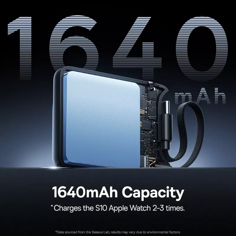 Baseus EnerFill FW11 Wireless External Battery for Apple Watch Series, 1640mAh, 5W, 1 x QI, Black E0205301
