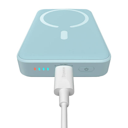 Baseus Magnetic Mini Wireless External Battery, 10000mAh, 20W, PD + FQI, 1 x QI - 1 x USB-C, Blue PPCX110103