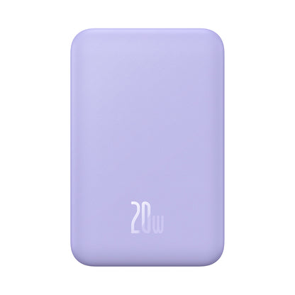 Baseus Magnetic Mini Wireless External Battery, 20000mAh, 20W, PD + FQI, 1 x QI - 1 x USB-C, Purple PPCX150005