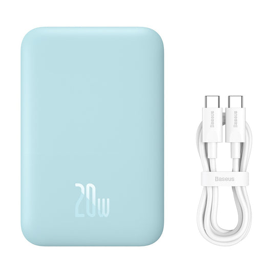 External Wireless Battery Baseus Mini Air, 6000mAh, 20W, PD + FQI, 1 x QI - 1 x USB-C, Blue P10059002313-00
