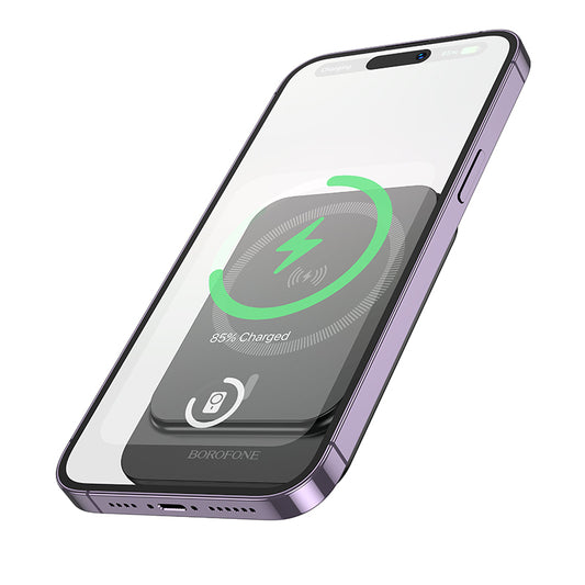 Borofone BJ63 Nimble Wireless External Battery, 5000mAh, 20W, PD + FQI, 1 x QI - 1 x USB-C, Black