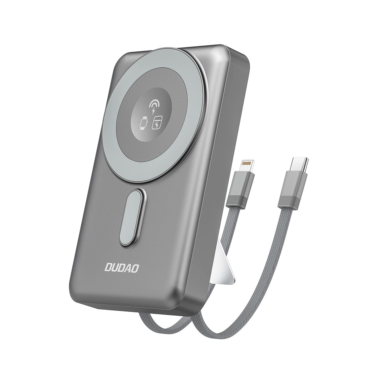 Dudao K29 Wireless External Battery, 10000mAh, 20W, PD + FQI, 1 x Lightning - 1 x QI - 1 x USB-C, Gray