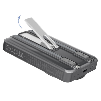 Dudao K29 Wireless External Battery, 10000mAh, 20W, PD + FQI, 1 x Lightning - 1 x QI - 1 x USB-C, Gray