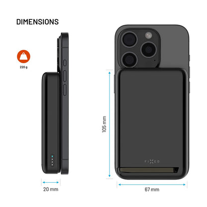 Fixed MagZen 10 Pro Wireless External Battery, 10000mAh, 30W, PD + FQI, 1 x QI - 1 x USB-C, Black