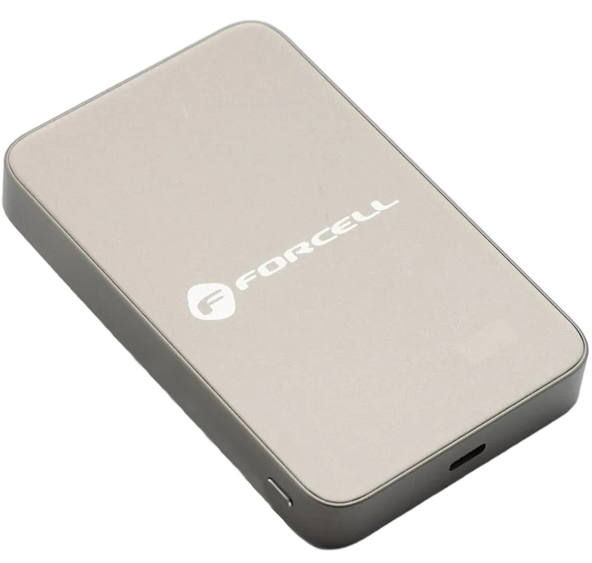 Wireless External Battery Forcell F5K8, 5000mAh, 15W, PD + FQI, 1 x QI - 1 x USB-C, Gold