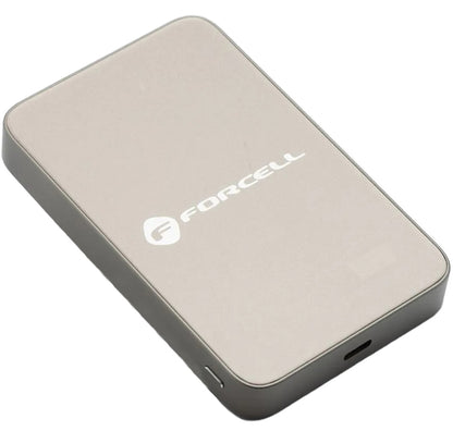 Wireless External Battery Forcell F5K8, 5000mAh, 15W, PD + FQI, 1 x QI - 1 x USB-C, Gold