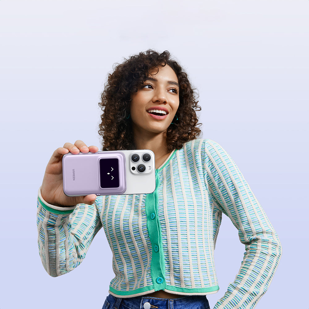 UGREEN PB571 Uno Wireless External Battery, 5000mAh, 20W, PD + FQI, 1 x QI - 1 x USB-C, Purple
