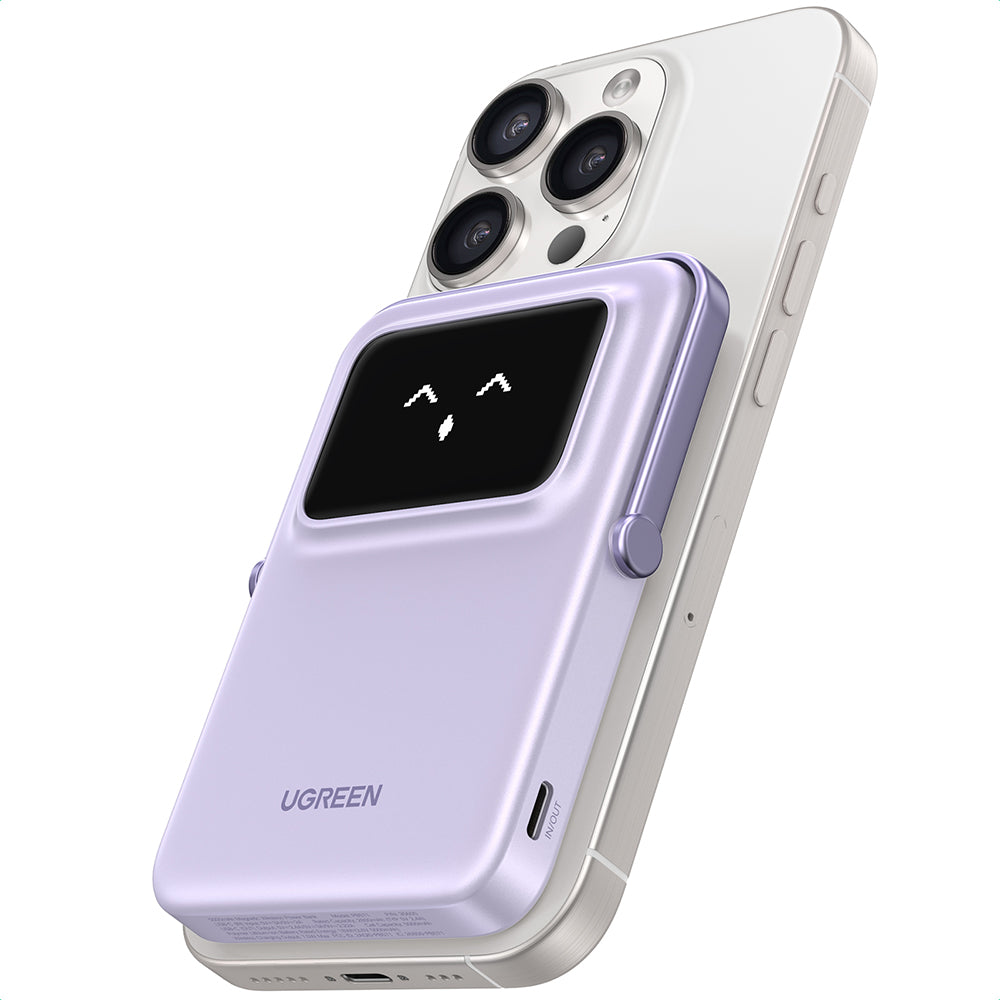 UGREEN PB571 Uno Wireless External Battery, 5000mAh, 20W, PD + FQI, 1 x QI - 1 x USB-C, Purple