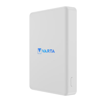 Varta Mag Pro Wireless External Battery, 5000mAh, 12W, 1 x QI - 1 x USB-C, White
