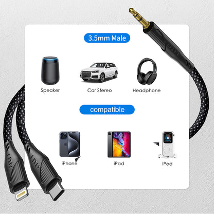 Lightning Audio Cable - 3.5mm Lito LA02, 1m, Black