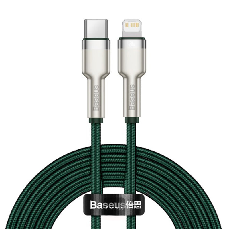 USB-C to Lightning Data and Charging Cable Baseus Cafule Metal Series, 20W, 2m, Green CATLJK-B06