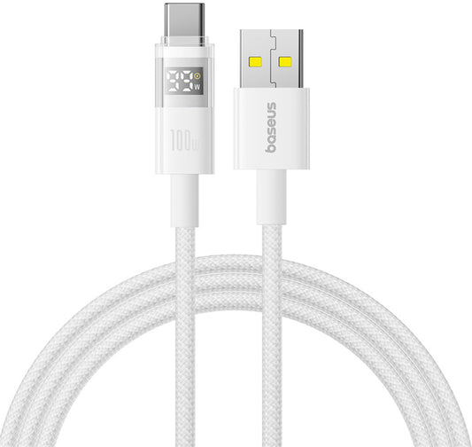 USB-A to USB-C Data and Charging Cable Baseus Display 2, 100W, 2m, White P10382701211-01