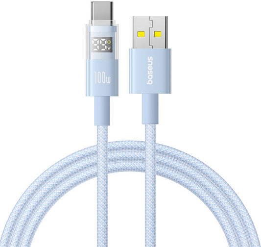 USB-A to USB-C Data and Charging Cable Baseus Display 2, 100W, 1m, Blue P10382701311-00