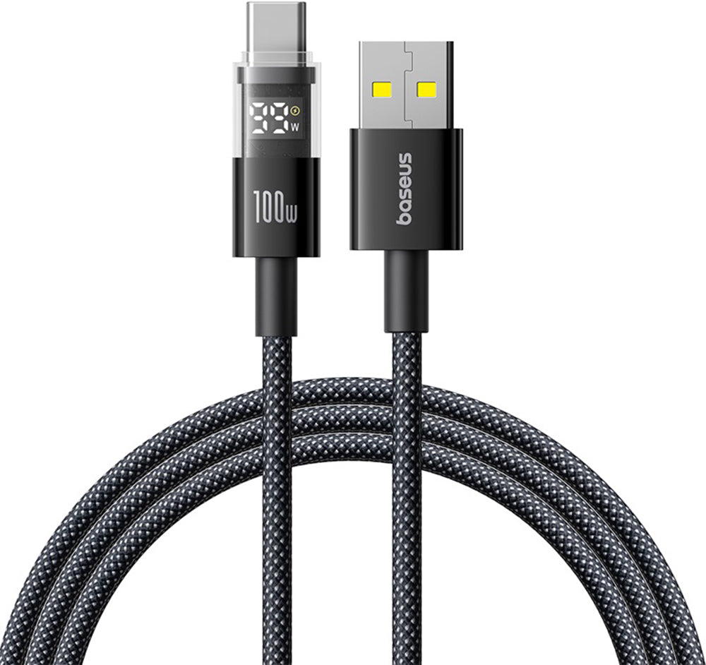 USB-A to USB-C Data and Charging Cable Baseus Display 2, 100W, 1m, Black P10382701121-00