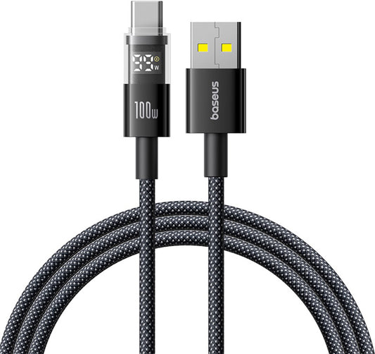 USB-A to USB-C Data and Charging Cable Baseus Display 2, 100W, 1m, Black P10382701121-00
