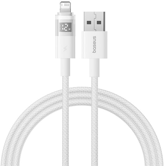 USB-A to Lightning Baseus Display 2 Data and Charging Cable, 18W, 2m, White P10382700211-01