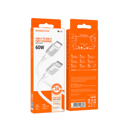 USB-C Data and Charging Cable - USB-C Borofone BX101 Creator, 60W, 1m, White