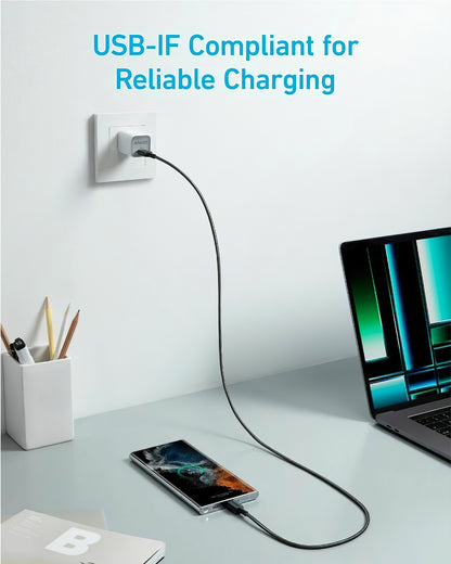 USB-C Data and Charging Cable - USB-C Anker 322, 60W, 0.9m, Black A81F5G11