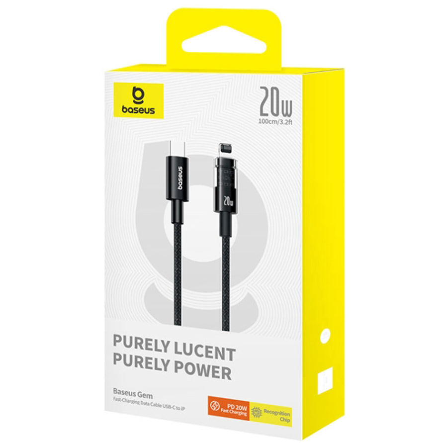 USB-C to Lightning Data and Charging Cable Baseus Gem, 20W, 1m, Black P10373001111-00