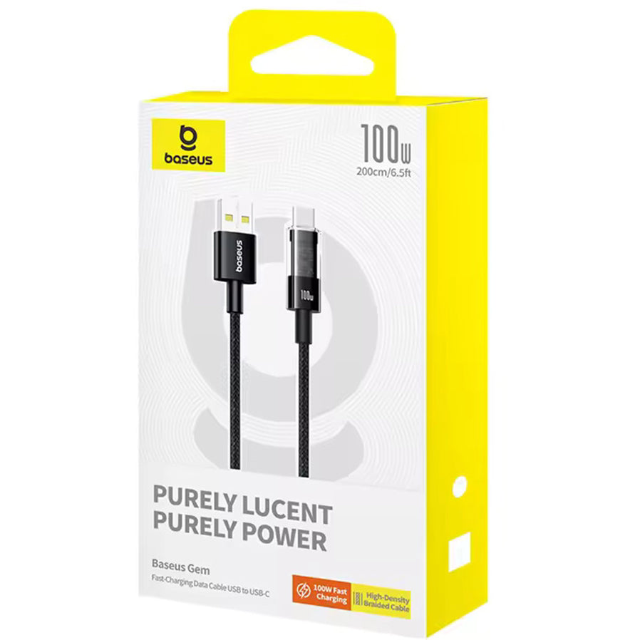 USB-A to USB-C Baseus Gem Data and Charging Cable, 100W, 2m, Black P10373002111-01