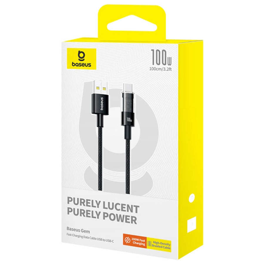 USB-A to USB-C Baseus Gem Data and Charging Cable, 100W, 1m, Black P10373002111-00