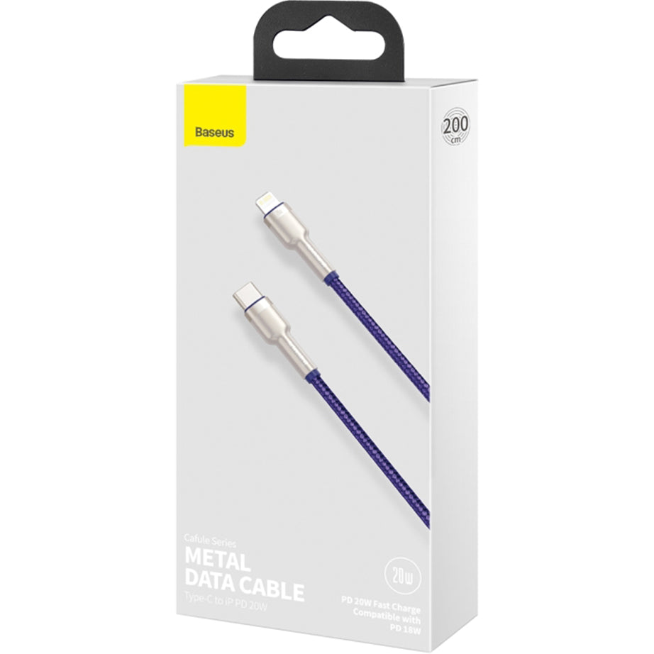 USB-C to Lightning Data and Charging Cable Baseus Cafule Metal Series, 20W, 2m, Purple CATLJK-B05