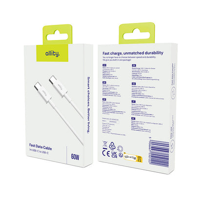 USB-C Data and Charging Cable - USB-C Allity. AUC-03, 100W, 1m, White