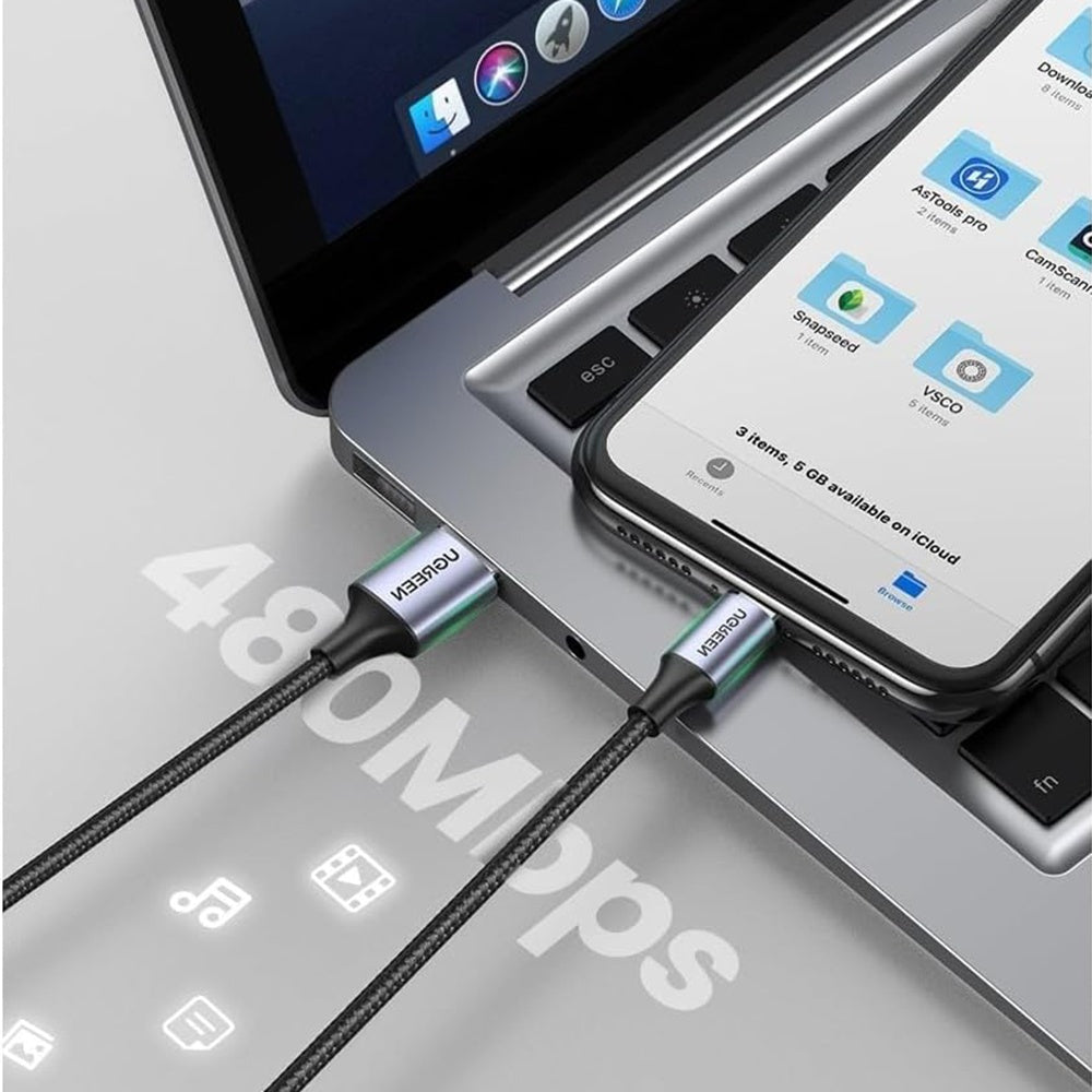 UGREEN US199 USB-A to Lightning Data and Charging Cable, 18W, 1m, Gray
