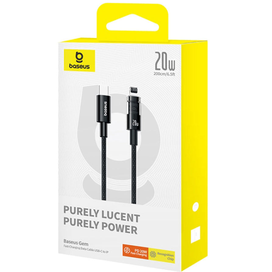 USB-C to Lightning Data and Charging Cable Baseus Gem, 20W, 2m, Black P10373001111-01