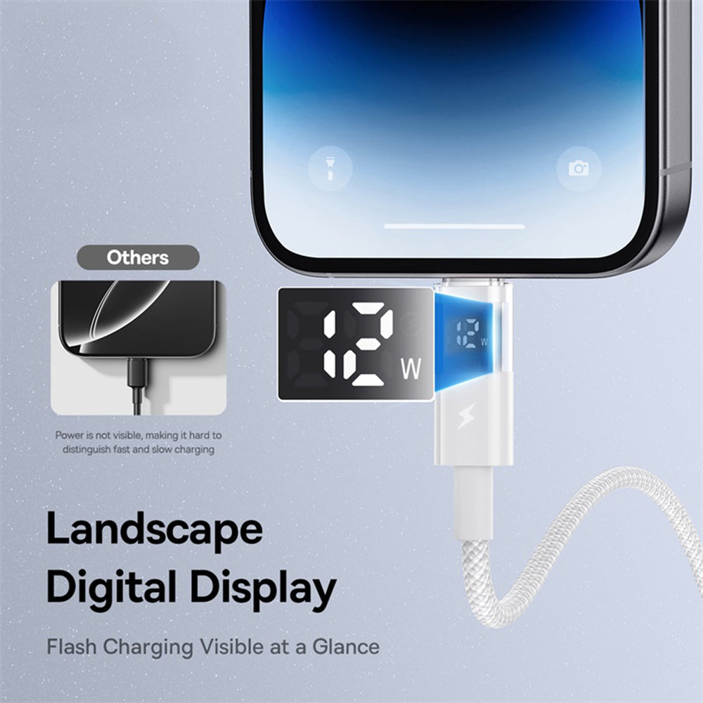 USB-A to Lightning Baseus Display 2 Data and Charging Cable, 18W, 2m, White P10382700211-01