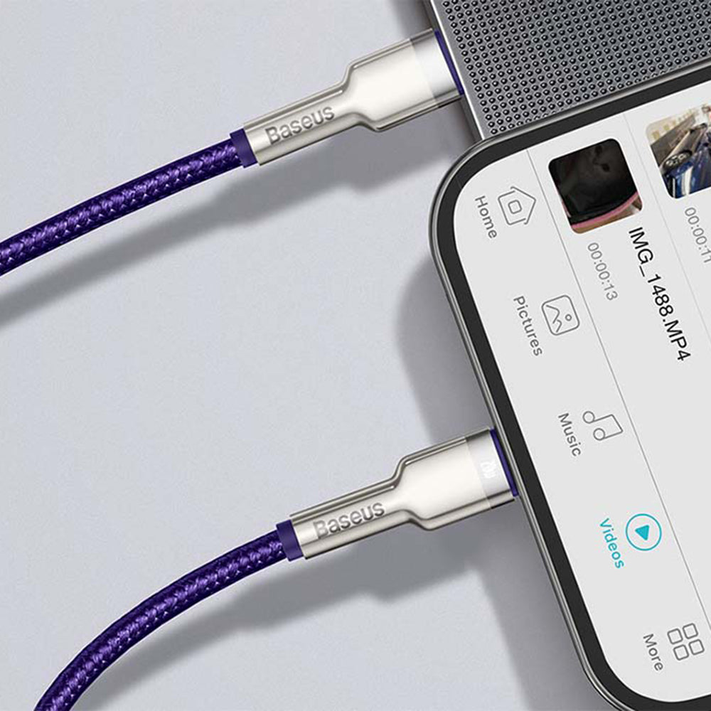 USB-C to Lightning Data and Charging Cable Baseus Cafule Metal Series, 20W, 1m, Purple CATLJK-A05