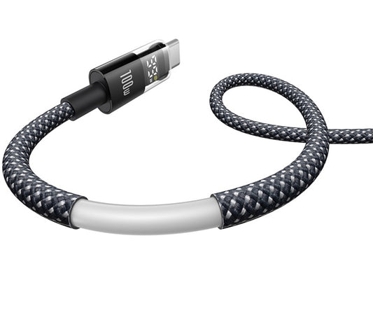 Baseus Display 2 USB-A to USB-C Data and Charging Cable, 100W, 2m, Black P10382701111-00