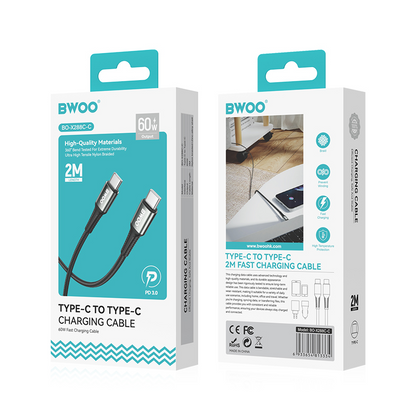 USB-C Data and Charging Cable - USB-C BWOO BO-X288C-C, 60W, 1m, Black