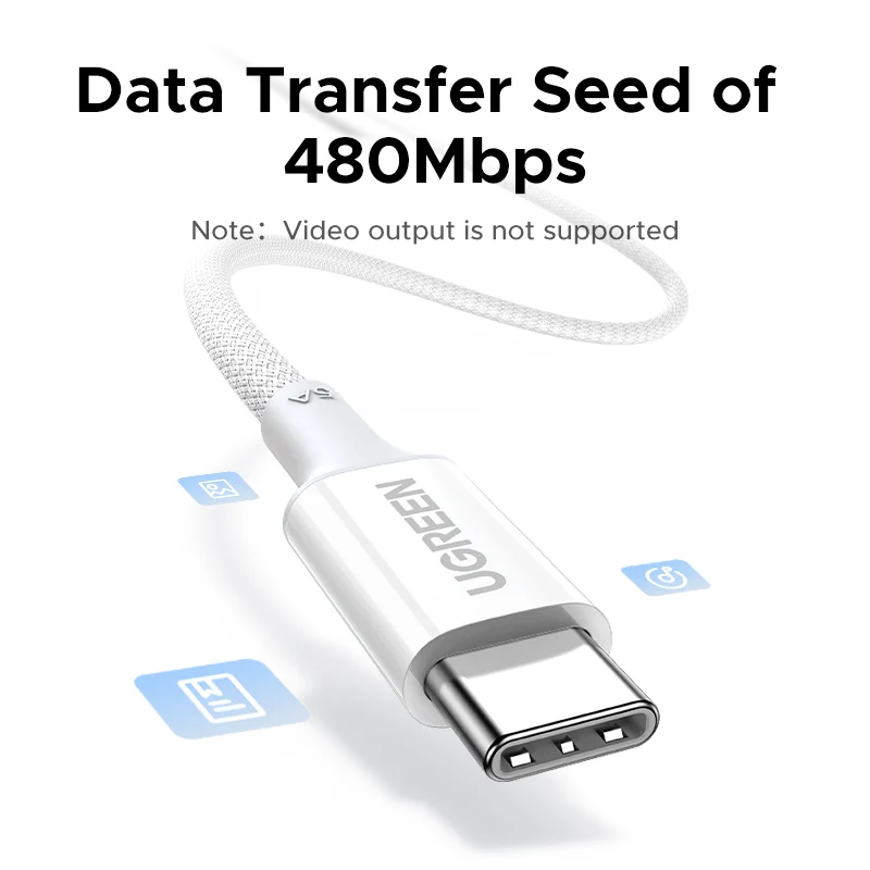 USB-C Data and Charging Cable - USB-C UGREEN L502 (35221), 100W, 2m, White