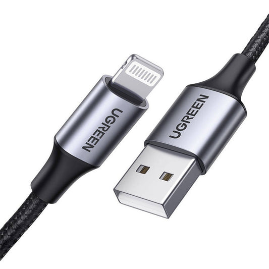 UGREEN US199 USB-A to Lightning Data and Charging Cable, 18W, 1m, Gray