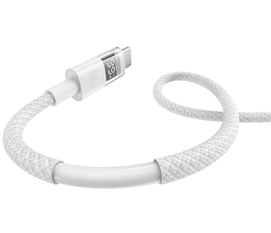 USB-A to USB-C Data and Charging Cable Baseus Display 2, 100W, 2m, White P10382701211-01